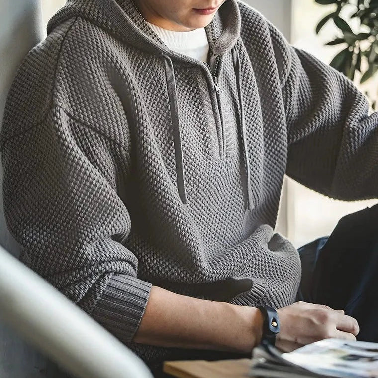 Textured Knit Hoodie - Vonnera