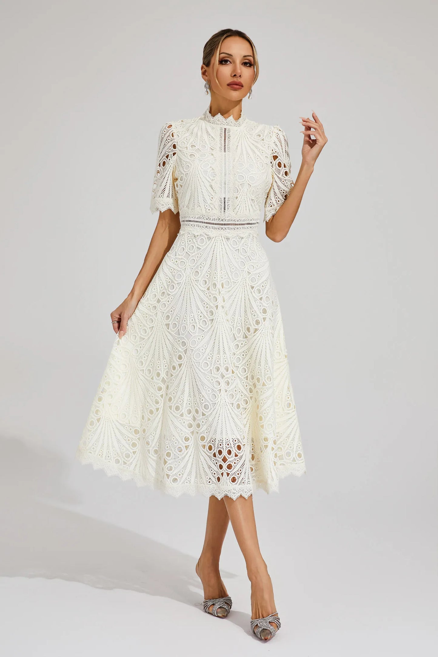 Women's Elegant Lace Midi Dress