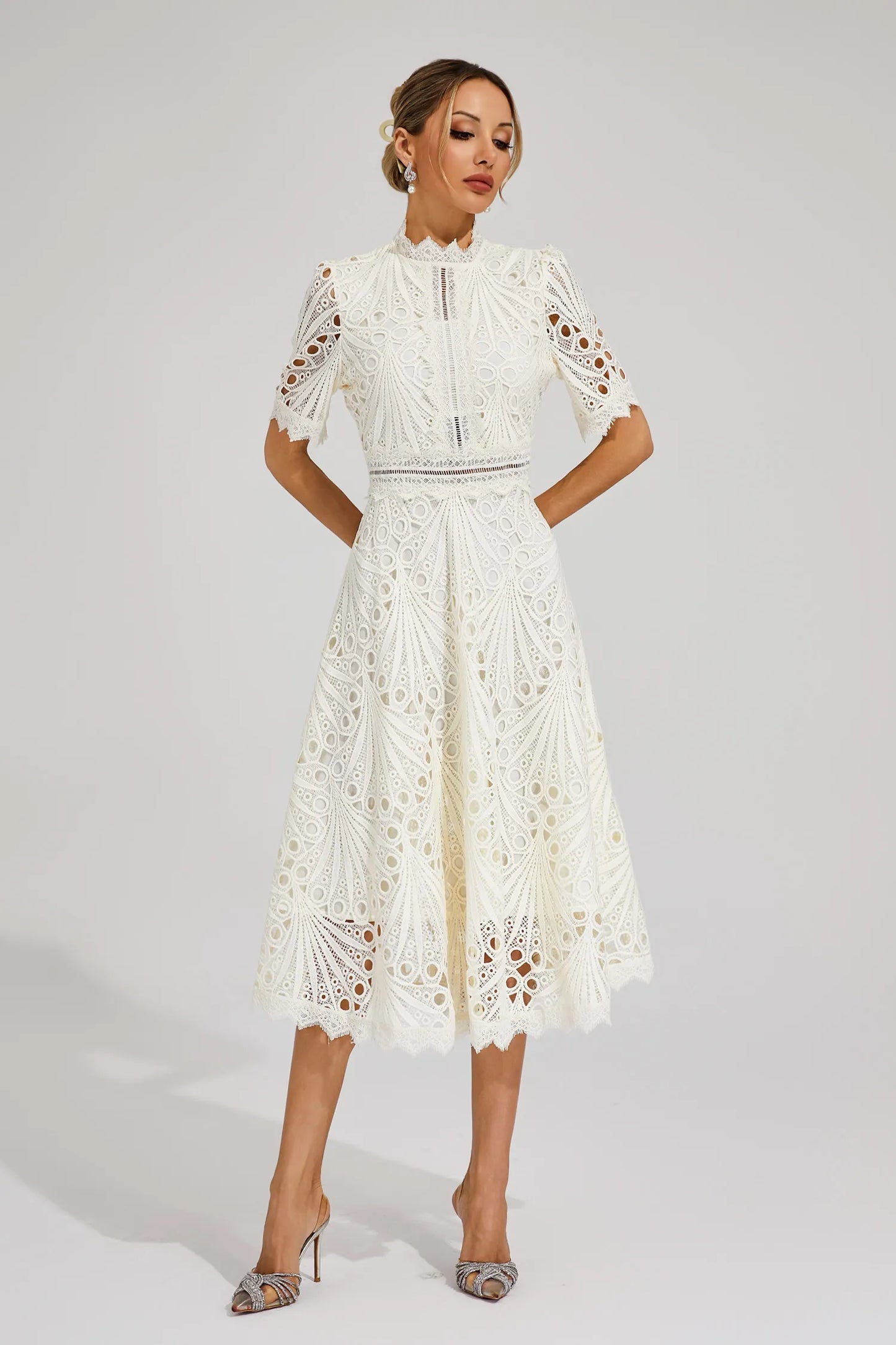 Women's Elegant Lace Midi Dress