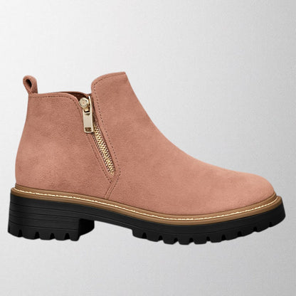 Women's Boots Side Zipper Rounded Toe