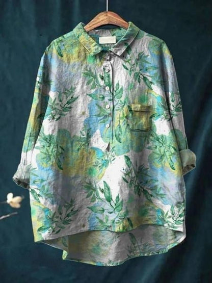 Women's Floral Print Blouse Button-Front