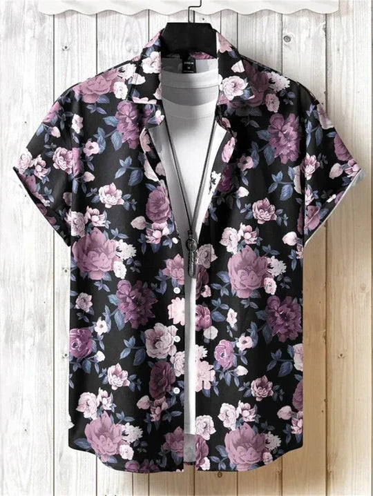 Men's Hawaiian Shirt 3D Floral Print Vibrant