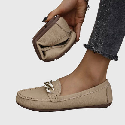 Women's Slip-On Loafers Gold Chain Detail Flat Shoes