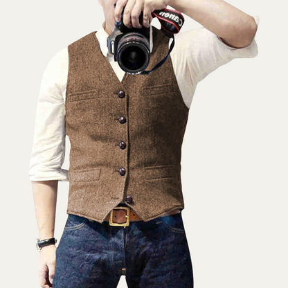 St Andrews Men's Vintage Button Up Vest