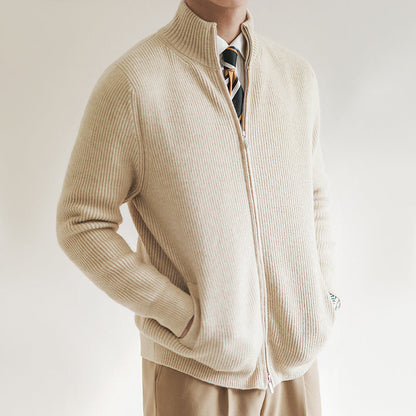 Men's Slim Fit Ribbed Cardigan Zip Front
