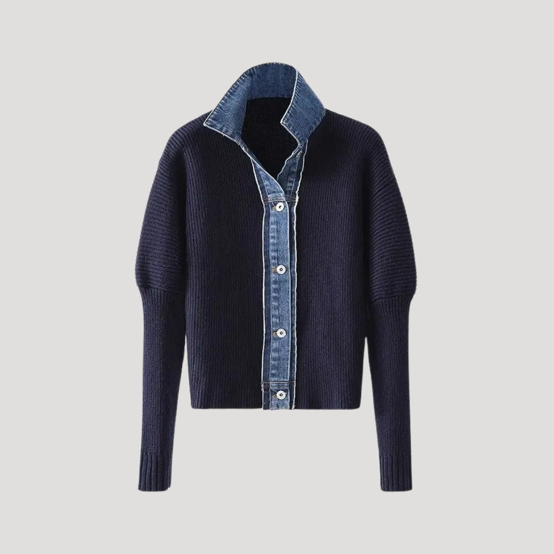 Women's Navy Cardigan Denim Finish - Vonnera