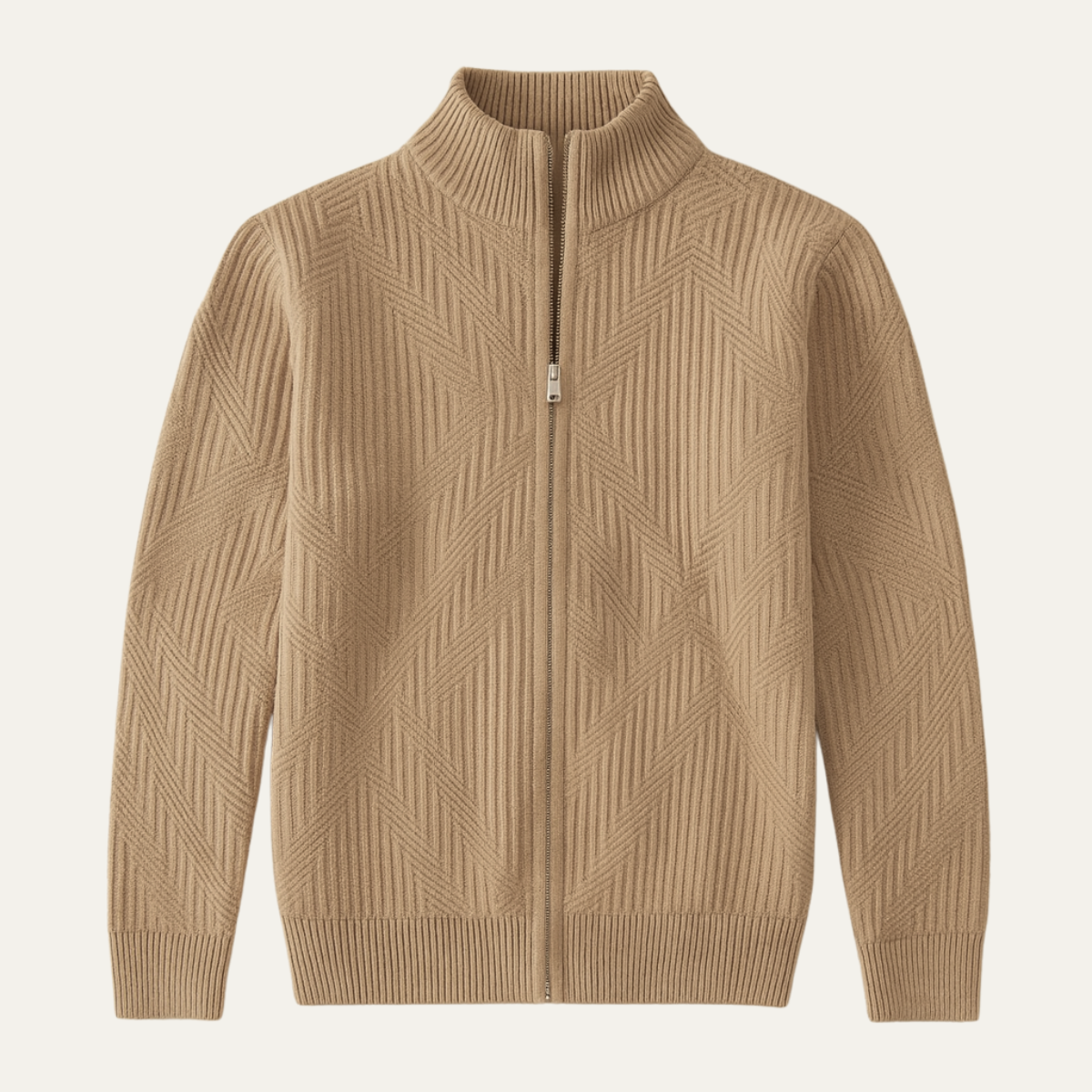 Men's Geometric Knit Zip Sweater - Vonnera