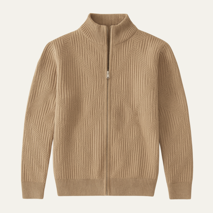 Men's Geometric Knit Zip Sweater - Vonnera