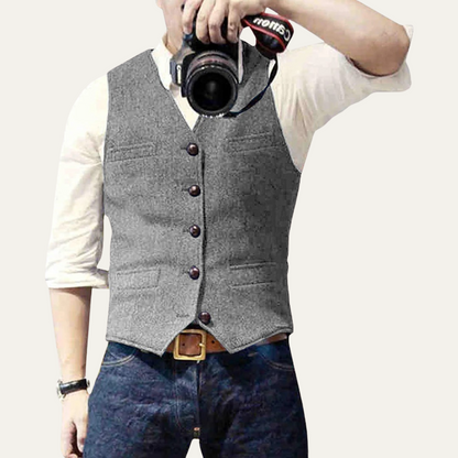 St Andrews Men's Vintage Button Up Vest