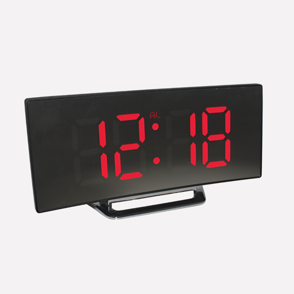 Curved Led Digital Alarm Clock Modern Style - Vonnera