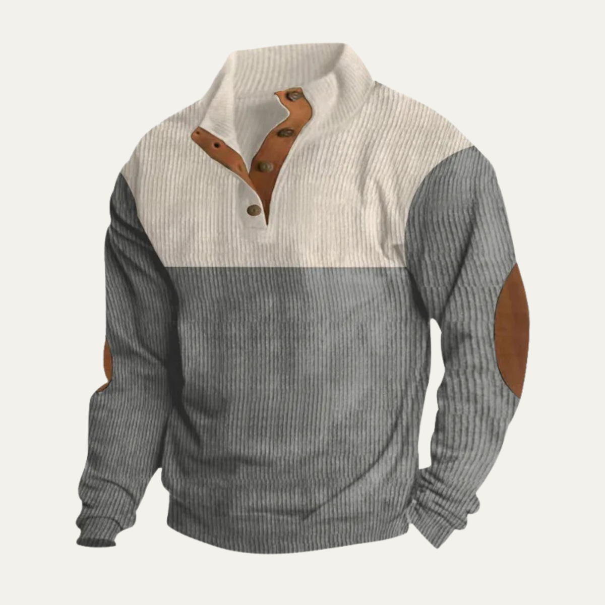 Men's Corduroy Sweater Color Block Suede Elbow Patches