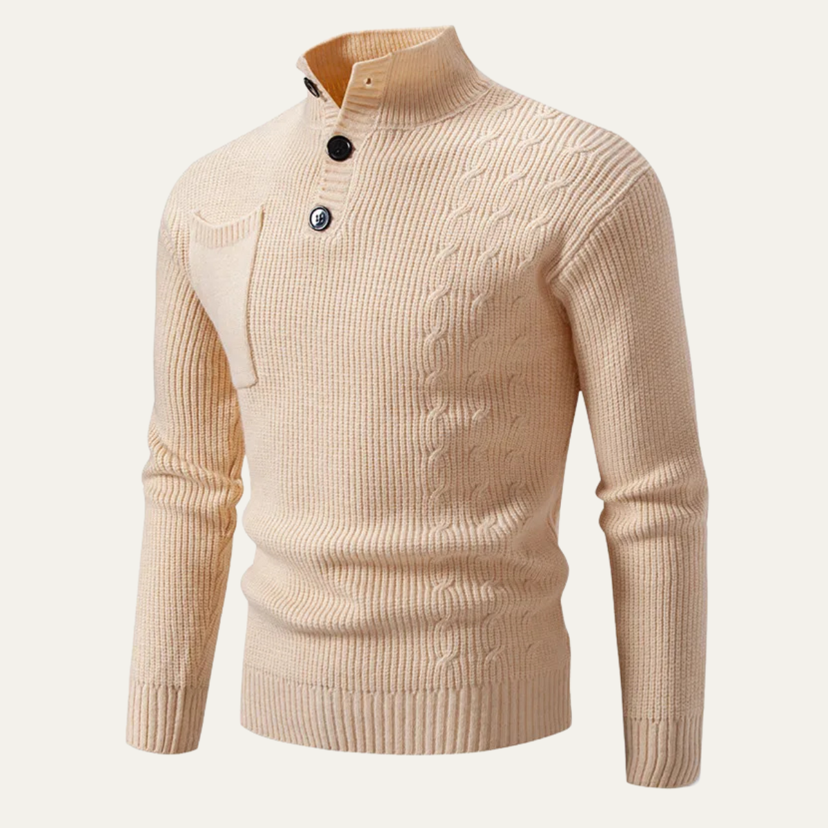 Men's Knitted Sweater Stand Collar Buttons