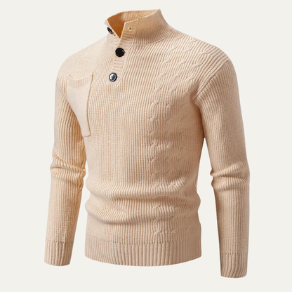 Men's Knitted Sweater Stand Collar Buttons
