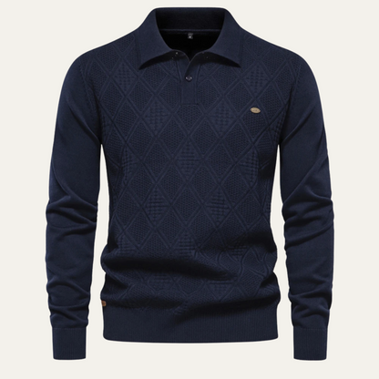 Kensington Men's Diamond Knit Polo Sweater - Vonnera
