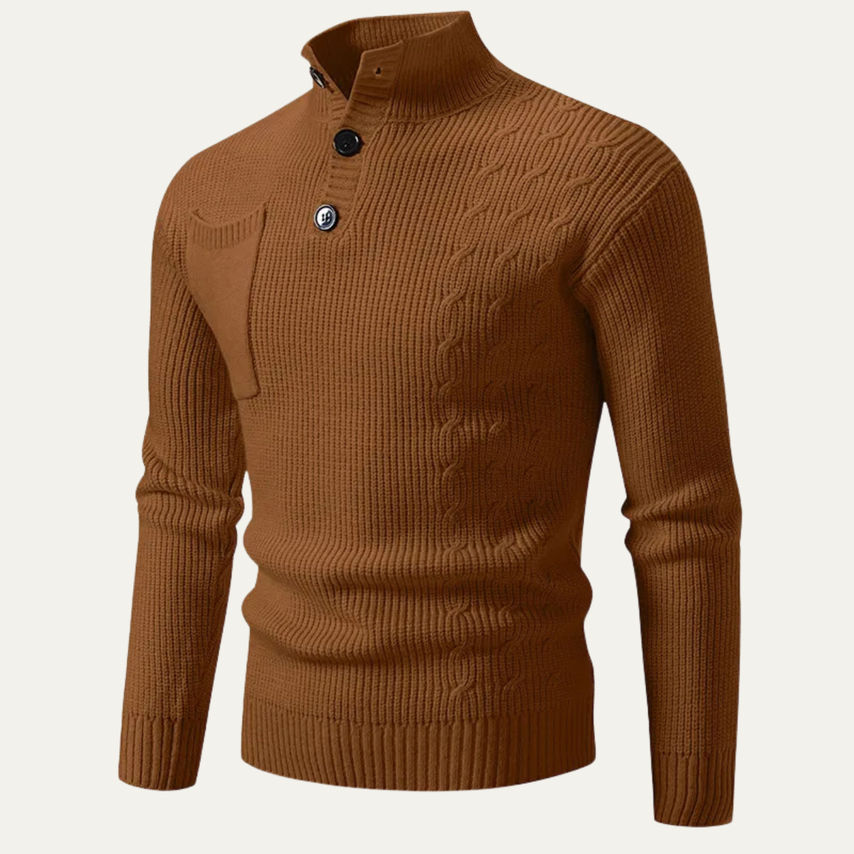 Men's Knitted Sweater Stand Collar Buttons