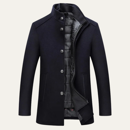 Men's Wool Blend Coat Warm Lining Button Up