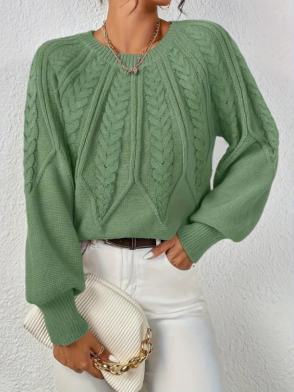 Women's Textured Crewneck Sweater - Vonnera