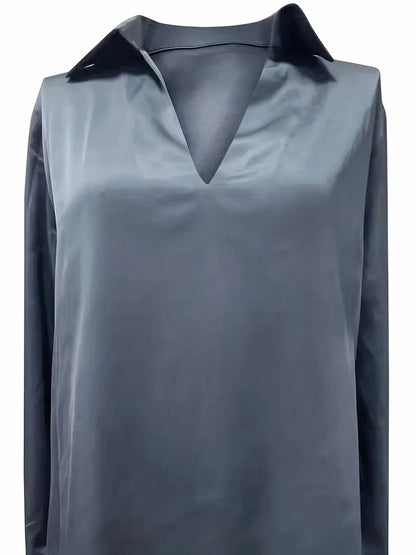Women's V-Neck Satin Blouse