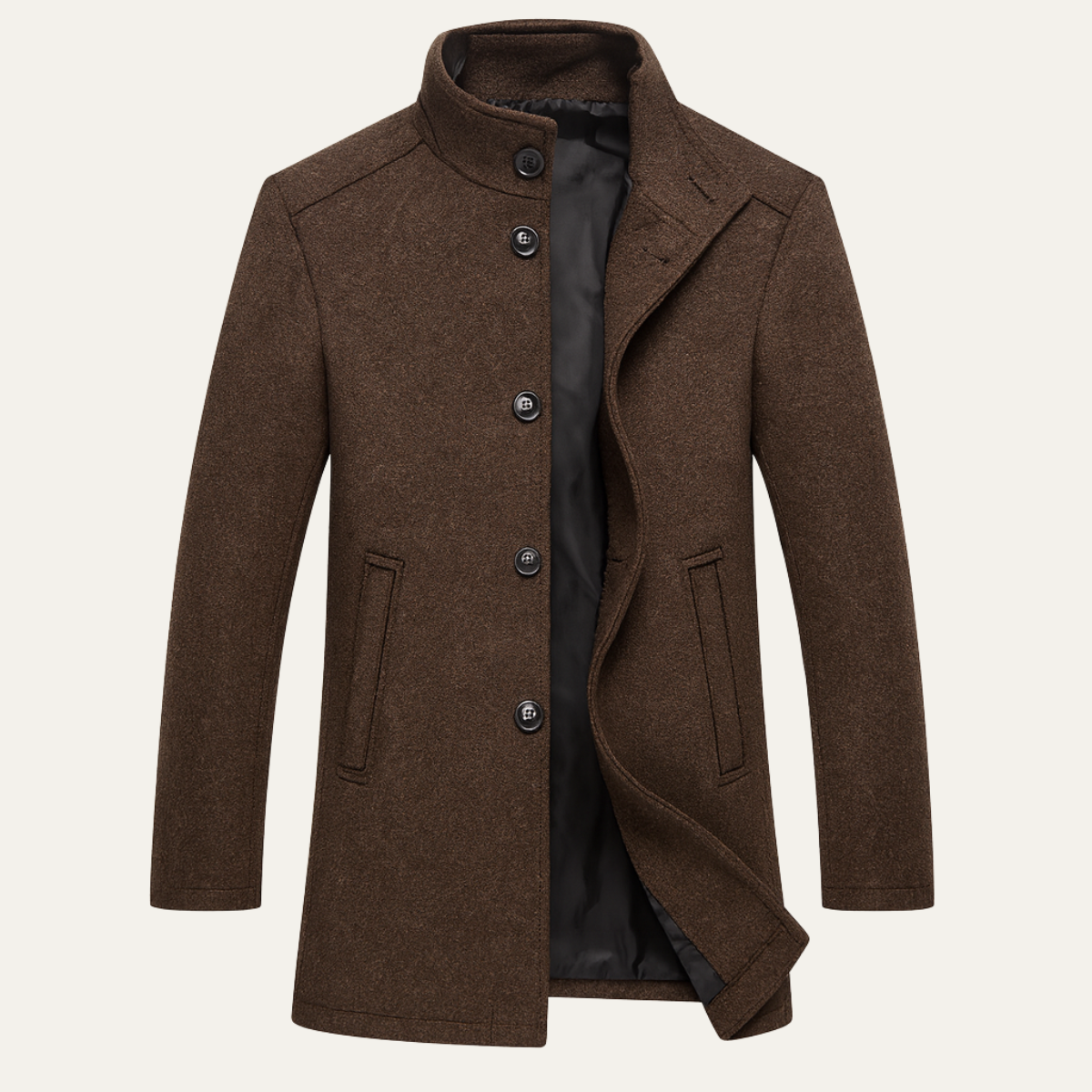 Men's Wool Blend Coat Warm Lining Button Up - Vonnera