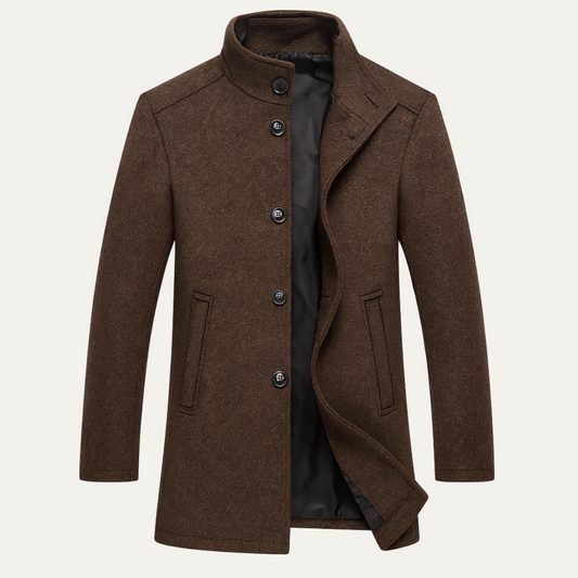 Men's Wool Blend Coat Warm Lining Button Up - Vonnera