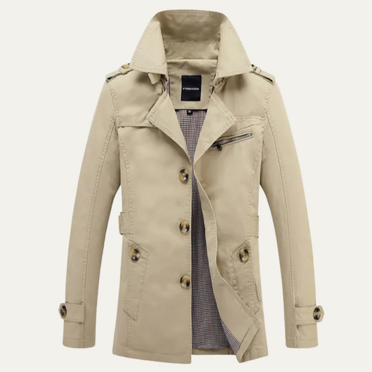 Men's Double Breasted Trench Coat Classic Wool - Vonnera