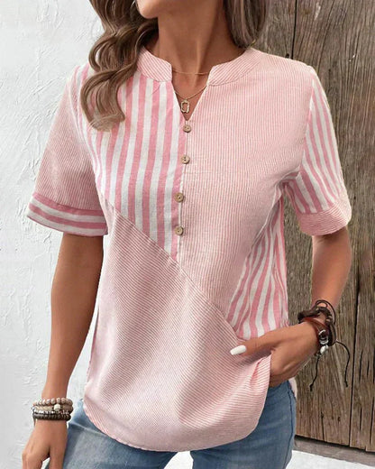 Women's Stripe Blouse Button Front - Vonnera