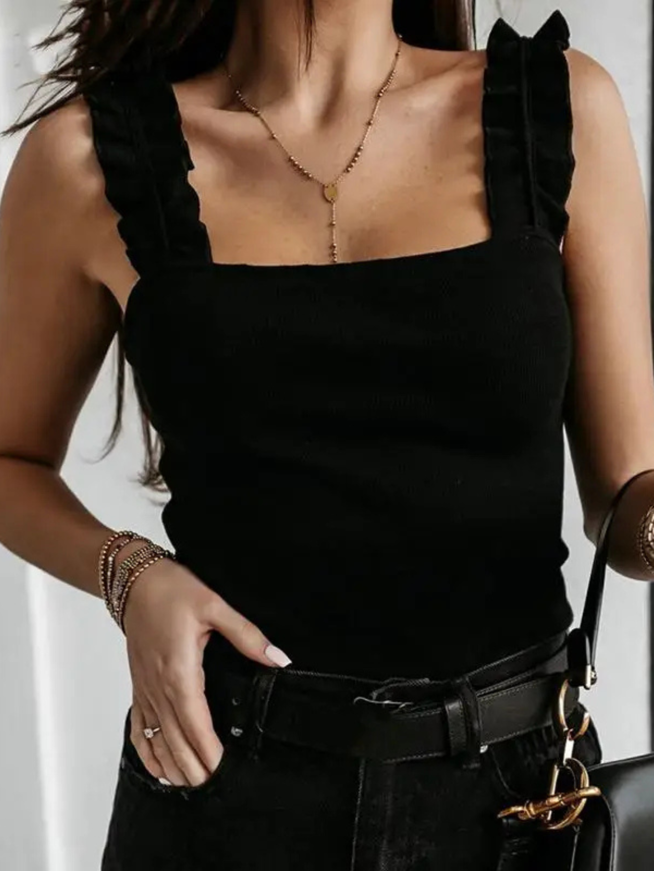 Women Ruffle Shoulder Blouse
