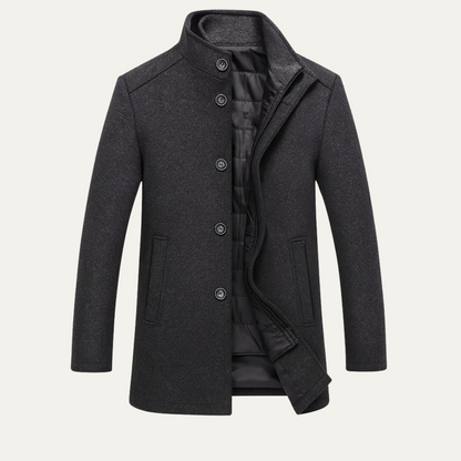 Men's Wool Blend Coat Warm Lining Button Up