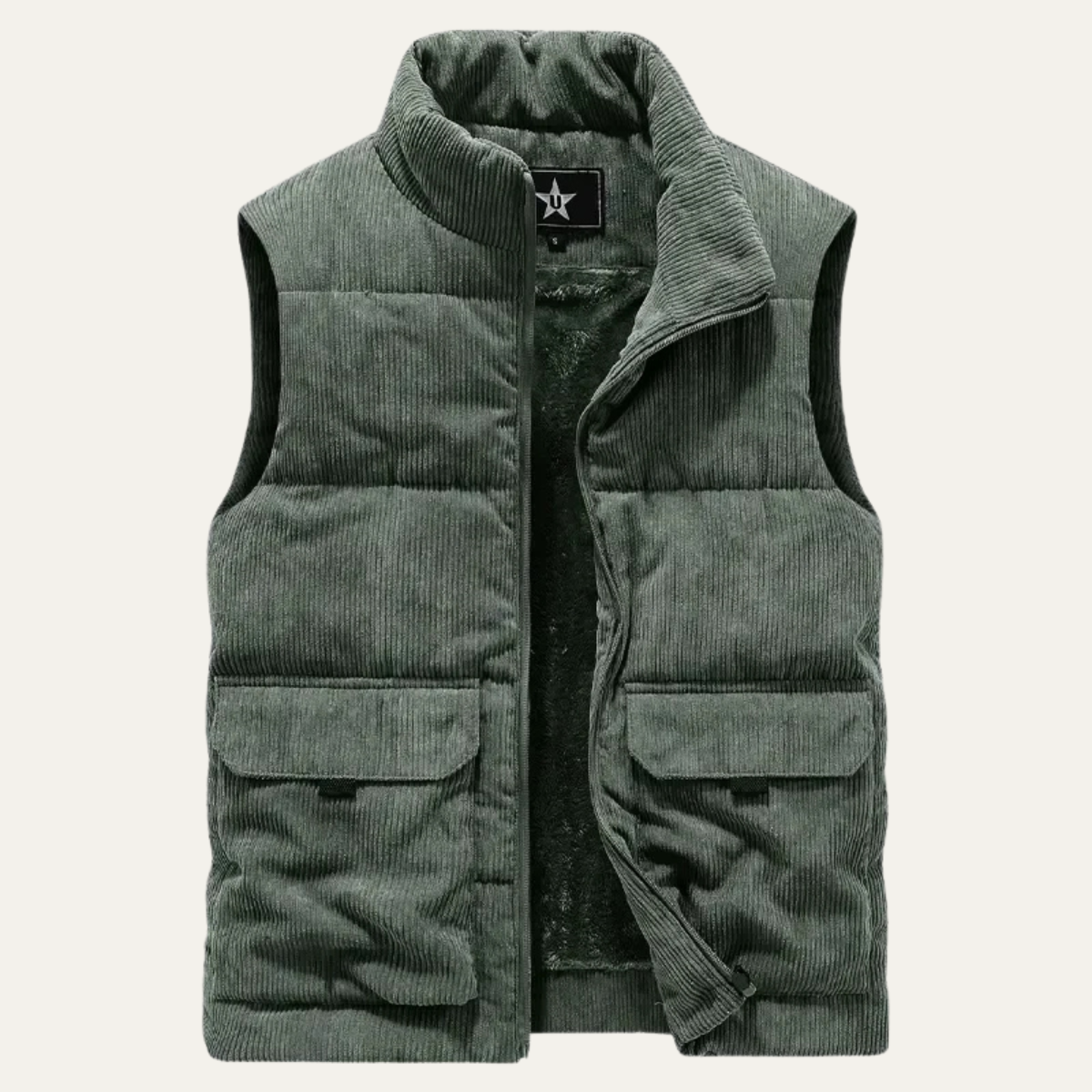 Men's Corduroy Puffer Vest Warm Padded Silverhill
