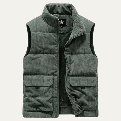 Men's Corduroy Puffer Vest Warm Padded Silverhill