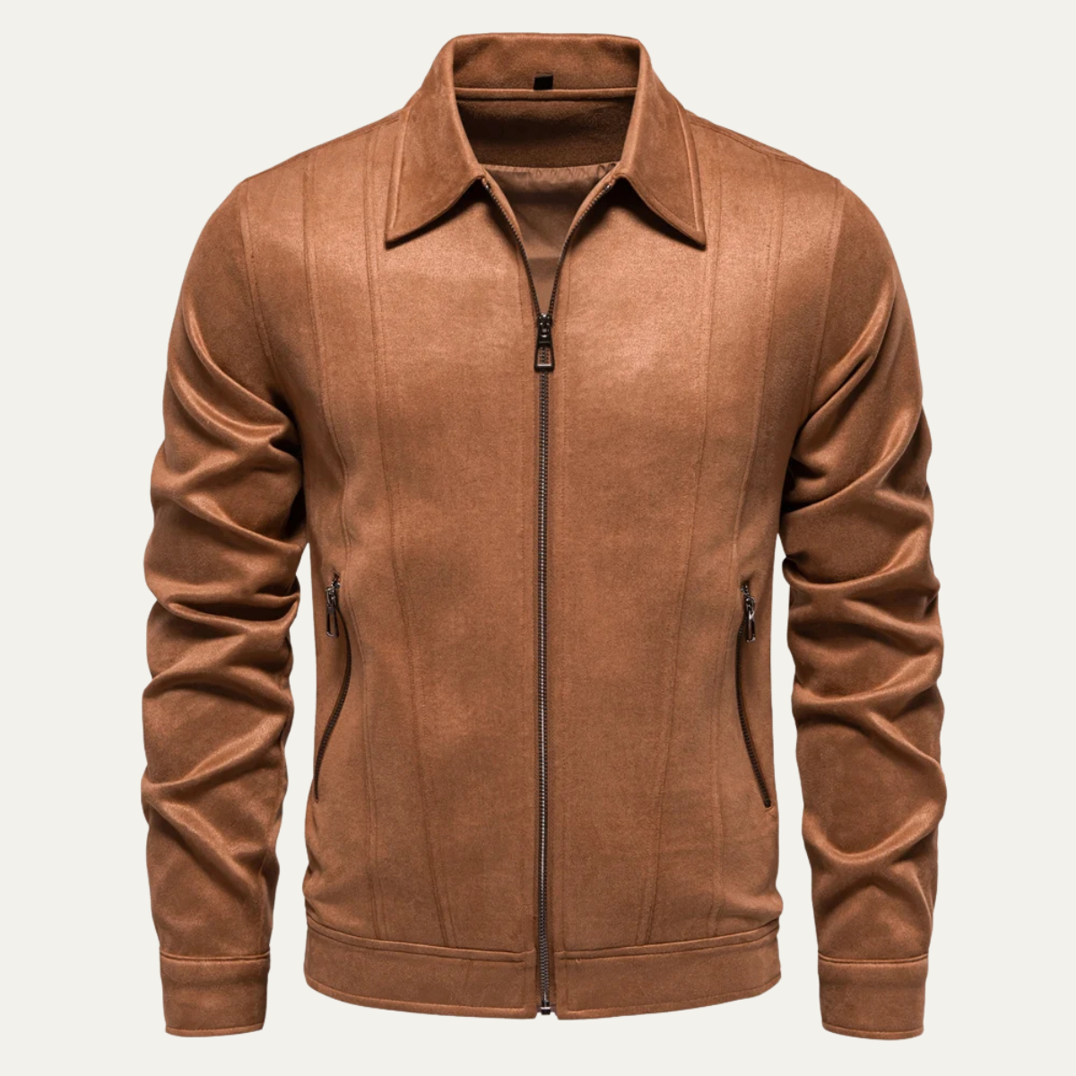 Men's Leather Biker Jacket Zip Up Casual Black - Vonnera