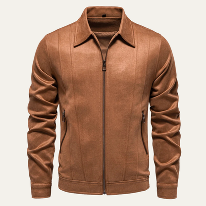 Men's Leather Biker Jacket Zip Up Casual Black - Vonnera