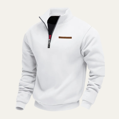 Men's Warm Half Zip Sweater Wool Blend Silver