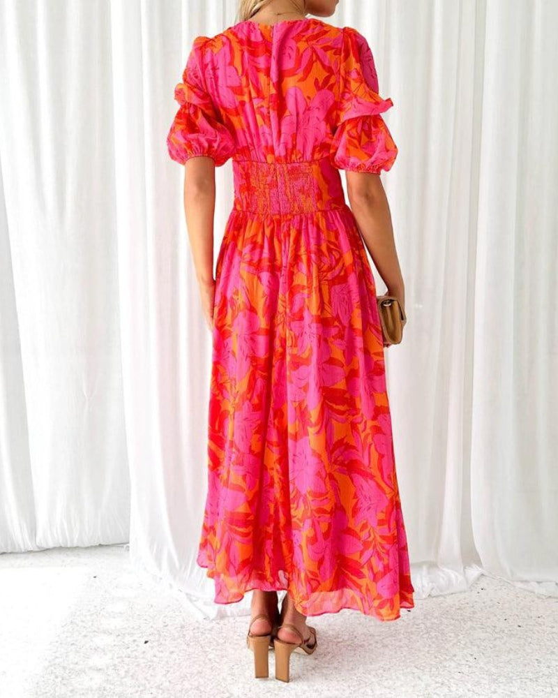 Women's Puff Sleeve Maxi Dress