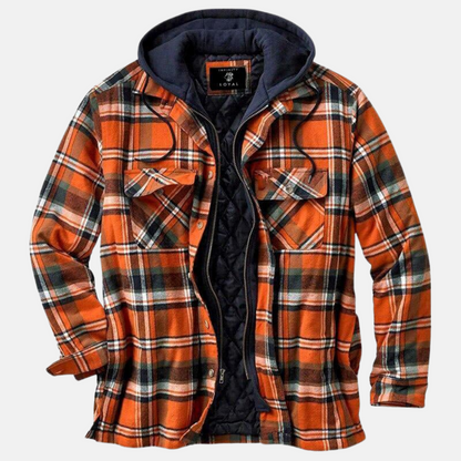 Men's Plaid Hooded Jacket Shirt