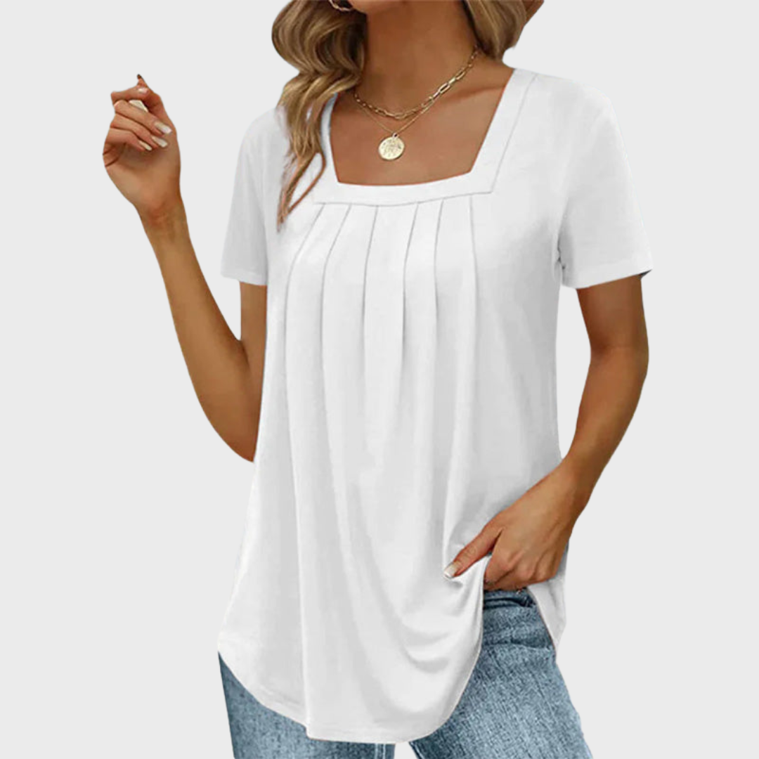 Women's Pleated Blouse Square Neckline - Vonnera