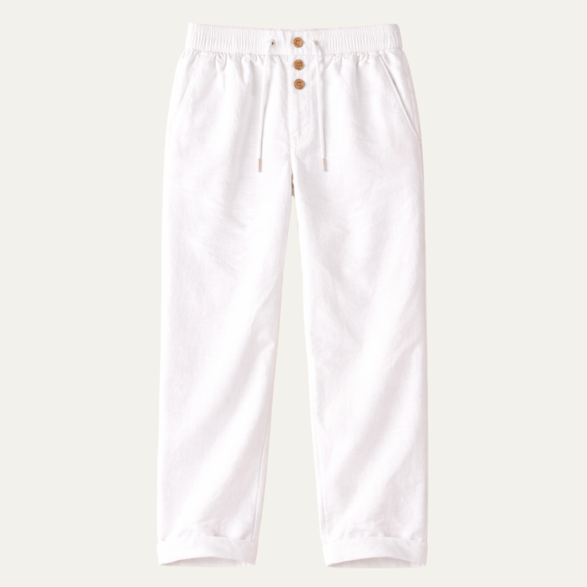 Men's Cotton Linen Straight Leg Pants Breathable Beige - Vonnera