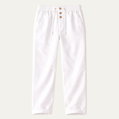 Men's Cotton Linen Straight Leg Pants Breathable Beige - Vonnera