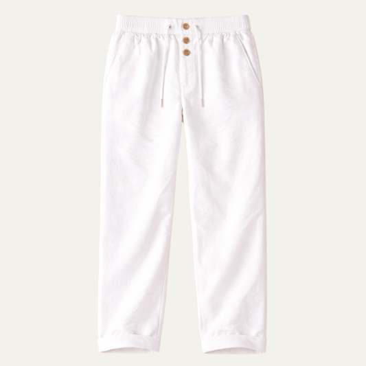 Men's Cotton Linen Straight Leg Pants Breathable Beige - Vonnera
