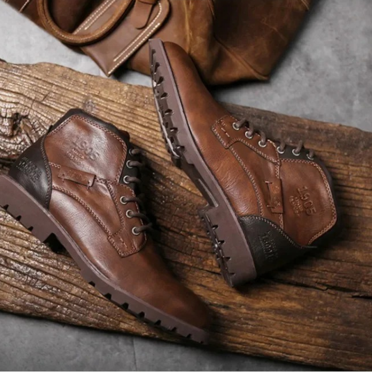 Stanhope Men's Ankle Biker Boots Durable Leather