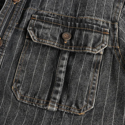 Men's Denim Shirt Jacket Striped Blue