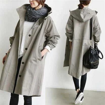 Women's Waterproof Raincoat With Hood Long Warm