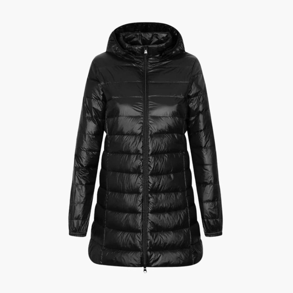 Women's Down Parka Jacket Hooded Long Black - Vonnera