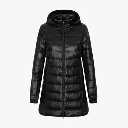 Women's Down Parka Jacket Hooded Long Black - Vonnera