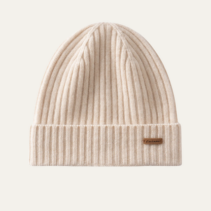 Men's Cashmere Ribbed Beanie Black - Vonnera