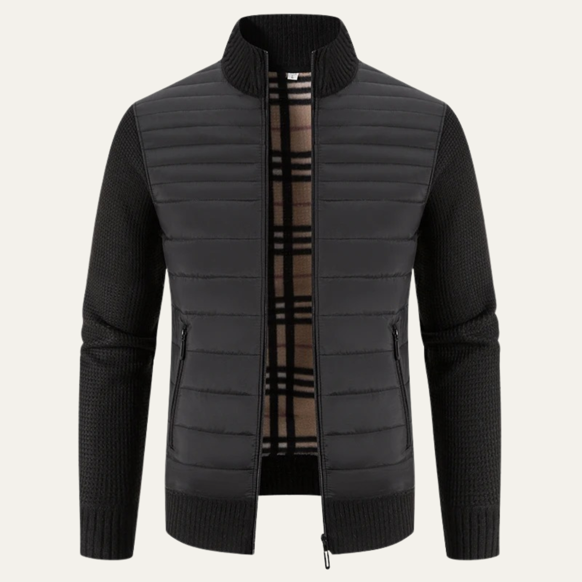 Men's Padded Stand Collar Winter Zip Jacket
