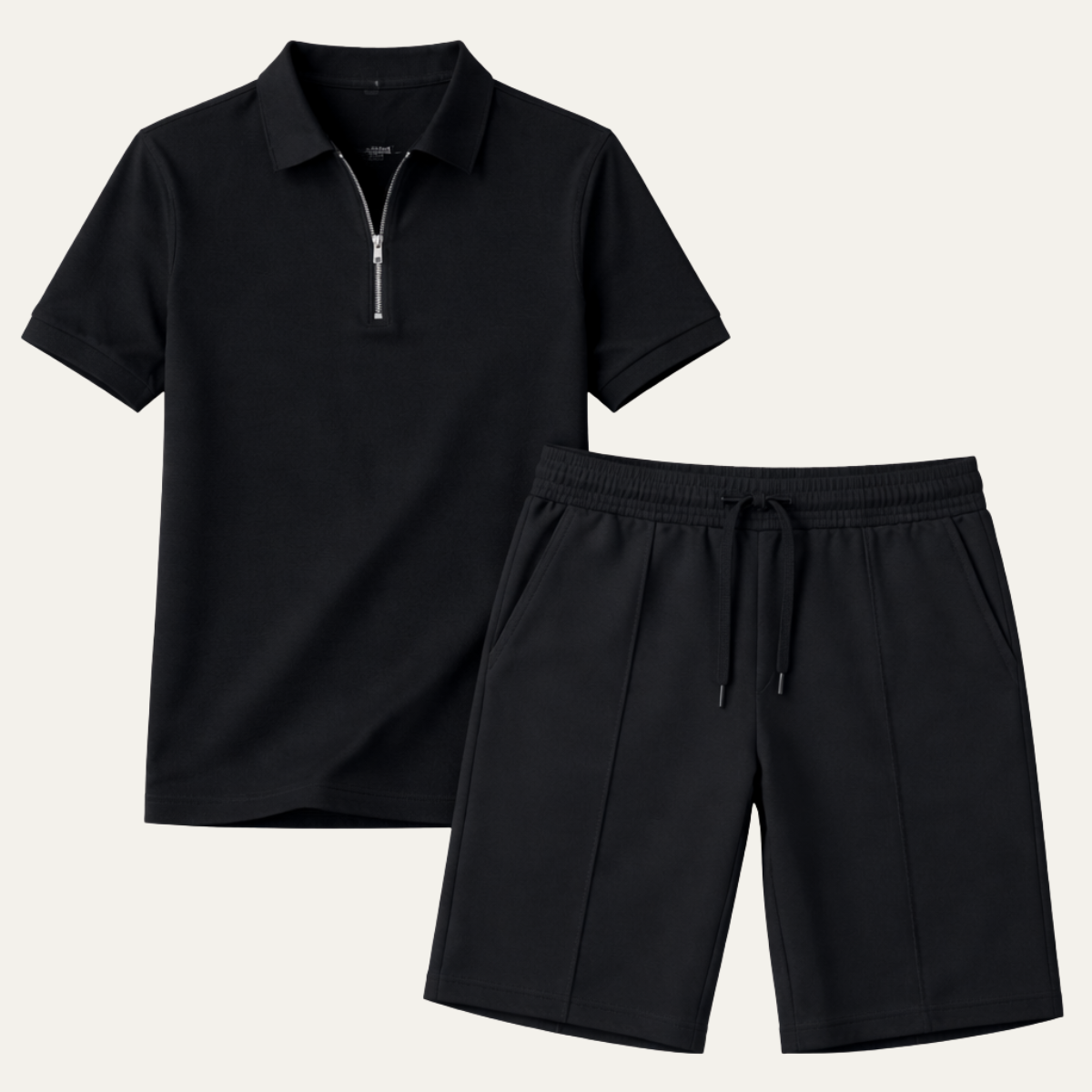 Men's Polo Shirt Shorts Set Black - Vonnera
