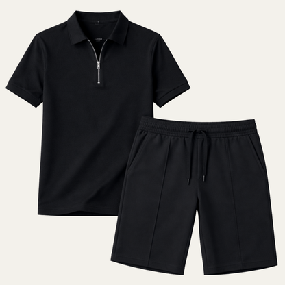 Men's Polo Shirt Shorts Set Black - Vonnera