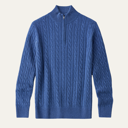 Men's Mock Neck Half Zip Sweater Warm Knit - Vonnera