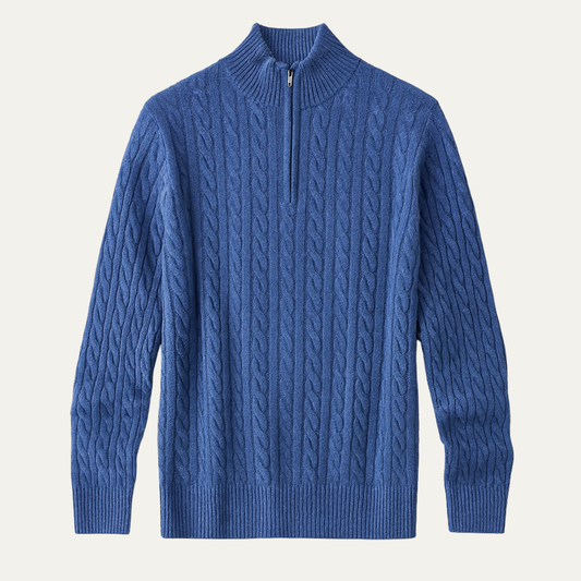 Men's Mock Neck Half Zip Sweater Warm Knit - Vonnera